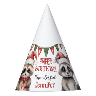 Chapeaux De Fètes ONEderful Cute Raccoon 1er Casquette de fête d'ann