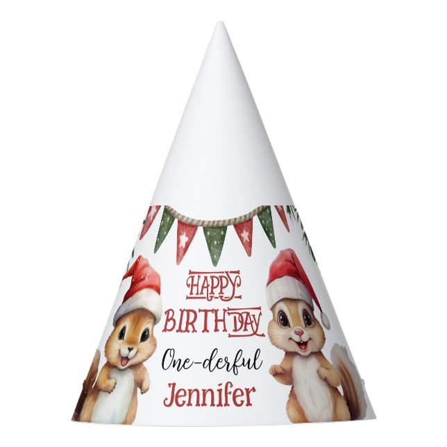 Chapeaux De Fètes ONEderful mignonne écureuil 1er anniversaire Casqu (Devant)