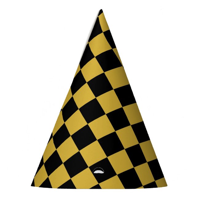 Chapeaux De Fètes Or métallique avec Motif Carré noir (Gauche)