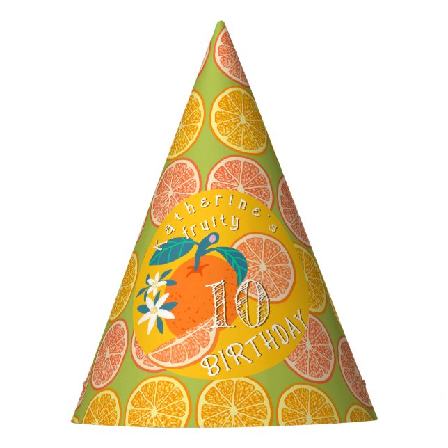 Chapeaux De Fètes Orange Fruit Anniversaire Vert (Devant)