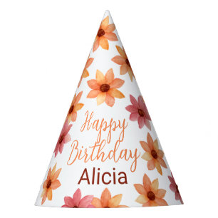 Chapeaux De Fètes Orange rouge automne Fleur blanc Anniversaire