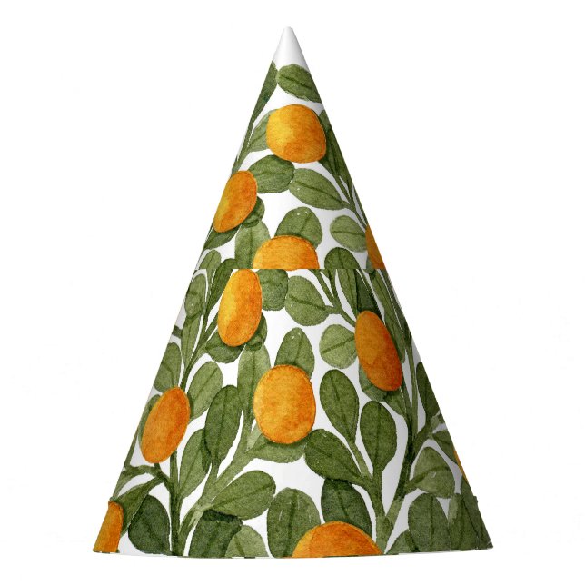 Chapeaux De Fètes Oranges cardiaques : Branches vertes Amour. (Devant)