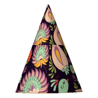 Chapeaux De Fètes Ornement vintage Folk Floral Birds
