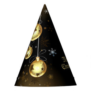 Chapeaux De Fètes Ornements dorés de Noël Étoiles brillantes Noir