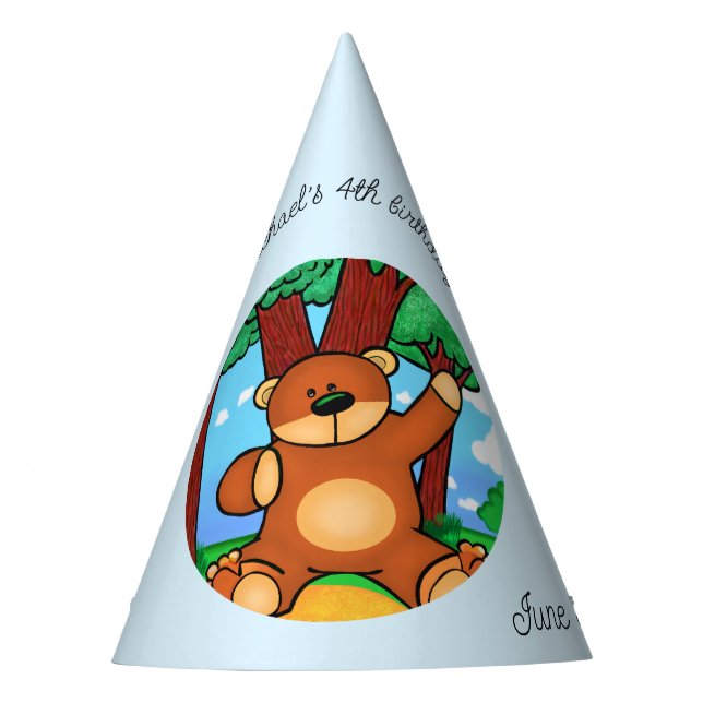 Chapeaux De Fètes Ours dans une prairie d'anniversaire (Devant)
