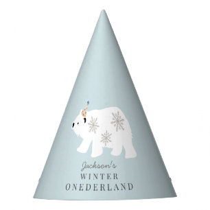 Chapeaux De Fètes Ours polaire Hiver Onederland Bleu 1er anniversair