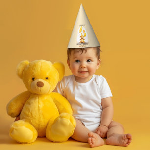 Chapeaux De Fètes Ours Premier anniversaire Sexe Ours jaune neutre