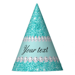 Chapeaux De Fètes Paillettes turquoises et diamants de Faux