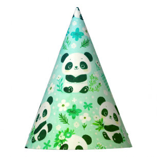 Chapeaux De Fètes Panda Bear Motif Vert Imprimer