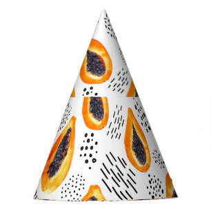 Chapeaux De Fètes Papaya fruits : motif d'aquarelle abstraite.