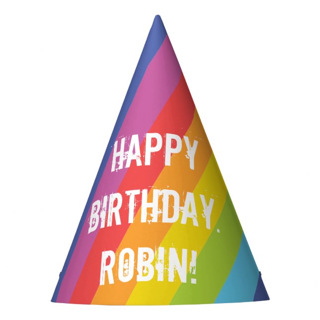 Chapeaux De Fètes Papier à bandes de couleur arc-en-ciel (Devant)