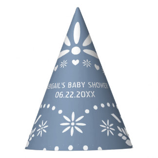 Chapeaux De Fètes Papier bleu et blanc foncé picado bébé douche