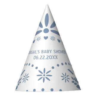 Chapeaux De Fètes Papier bleu et blanc foncé picado bébé douche