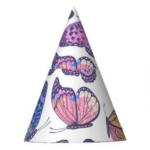 Chapeaux De Fètes Papillons Aquarelle : Pastel Vintage Motif.