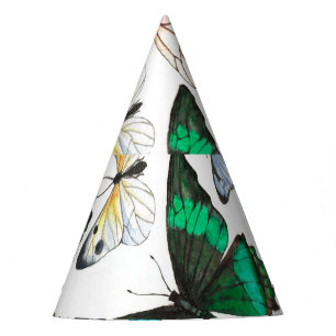 Chapeaux De Fètes Papillons tropicaux : motif coloré d'aquarelle.