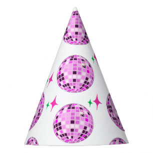 Chapeaux De Fètes Parti blanc de boule de disco rose moderne