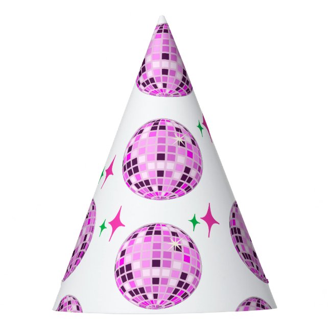 Chapeaux De Fètes Parti blanc de boule de disco rose moderne (Devant)