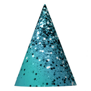 Chapeaux De Fètes Parties scintillant Aqua Blue OCEAN #1 #shiny