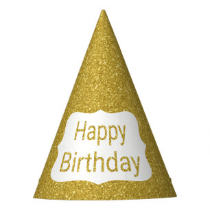Chapeaux De Fètes Parties scintillant d'or métallique Joyeux anniver