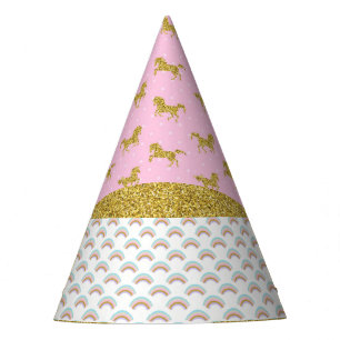 Chapeaux De Fètes Parties scintillant d'or Unicorn Rainbows Casquett