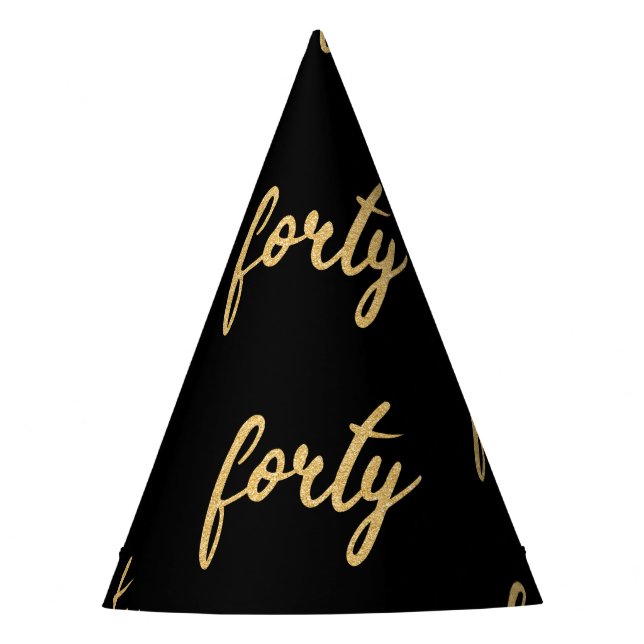 Chapeaux De Fètes Parties scintillant Gold Black "Quarante" 40 Anniv (Devant)