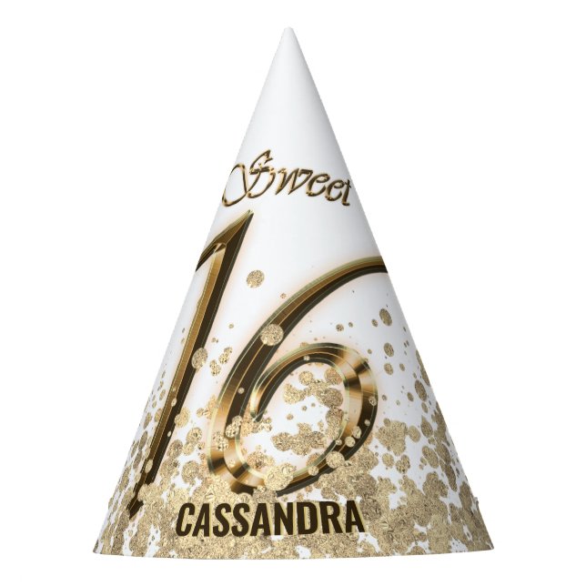 Chapeaux De Fètes Parties scintillant sweet sixteen Gold Faux Foil (Devant)