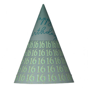 Chapeaux De Fètes Parties scintillant verte numéro 16, doux 16 Anniv