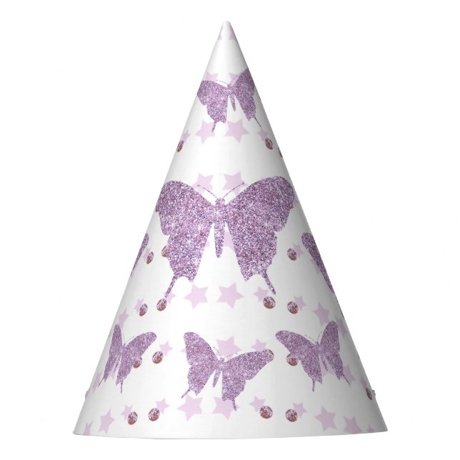 Chapeaux De Fètes Parties scintillant violet papillon Anniversaire C (Devant)
