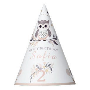 Chapeaux De Fètes Pastel Boho Owl et Balloons Anniversaire