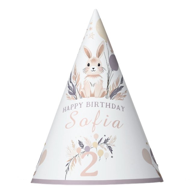 Chapeaux De Fètes Pastel Boho Rabbit et Ballons Anniversaire (Devant)