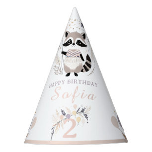 Chapeaux De Fètes Pastel Boho Raccoon et Ballons Anniversaire