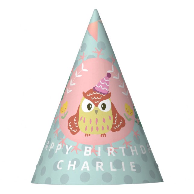 Chapeaux De Fètes Pastel Owl Joyeux anniversaire (Devant)