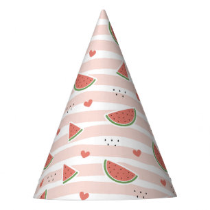 Chapeaux De Fètes Pastèques rouges, Coeurs, Grandes Pâtes, Motif d'é