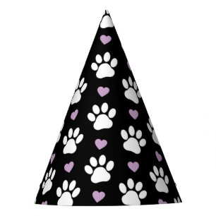 Chapeaux De Fètes Paw Motif, Chien Paws, White Paws, Lilac Hearts