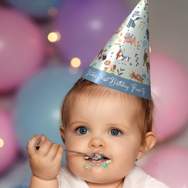 Chapeaux De Fètes Pawty Blue Chien Chien Chien Chien Chien Chiot fêt (Lets Pawty Blue Dog Puppy Birthday Party Party Hat)