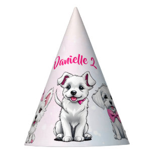 Chapeaux De Fètes Pawty rose mignon chiots d'anniversaire imprimé