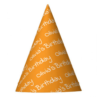 Chapeaux De Fètes Personalized Girl's Name Birthday Orange Party Hat