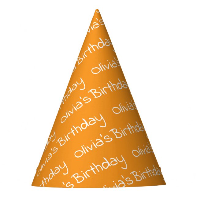 Chapeaux De Fètes Personalized Girl's Name Birthday Orange Party Hat (Devant)