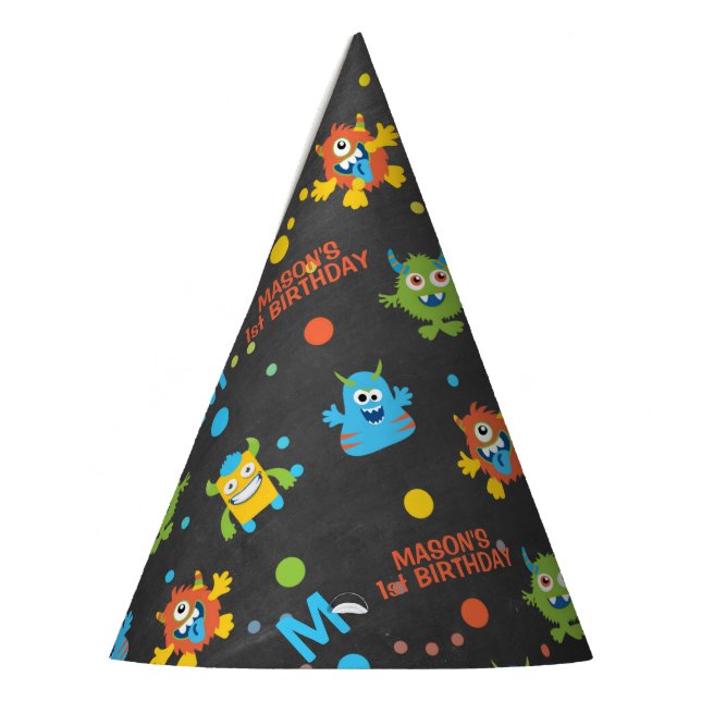 Chapeaux De Fètes Petit Monster tableau noir 1er anniversaire (Gauche)
