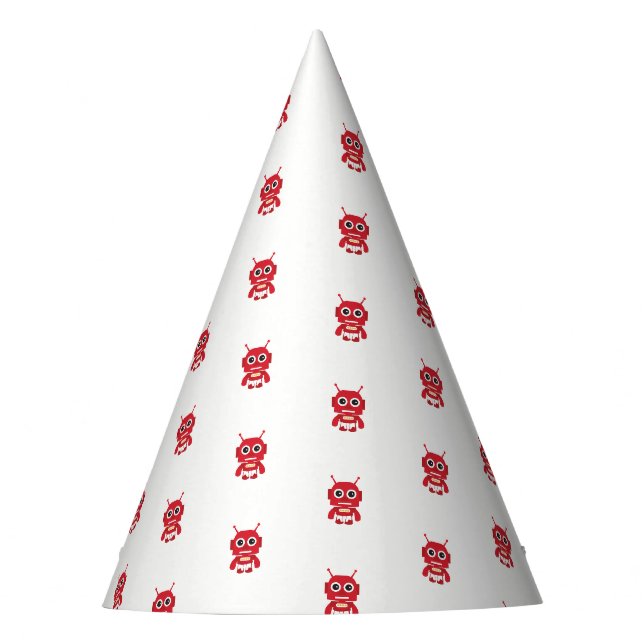 Chapeaux De Fètes Petit Robot rouge rétro (Devant)