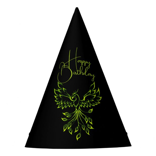 Chapeaux De Fètes Phénix vert se lève sur noir (Devant)