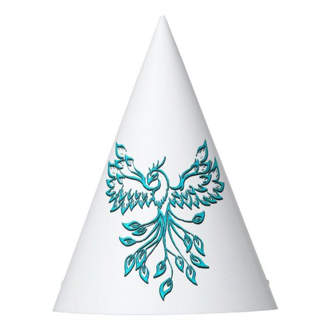 Chapeaux De Fètes Phoenix bleu se lève sur blanc (Devant)