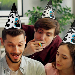 Chapeaux De Fètes photo de 30e anniversaire personnalisée blanc noir