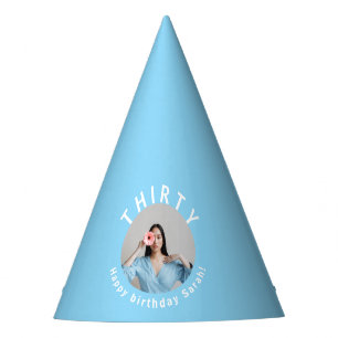 Chapeaux De Fètes Photo personnalisée Bleu 30e Casquette de fête d'a