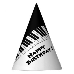 Chapeaux De Fètes Piano Clavier Noir et Blanc Musique Anniversaire