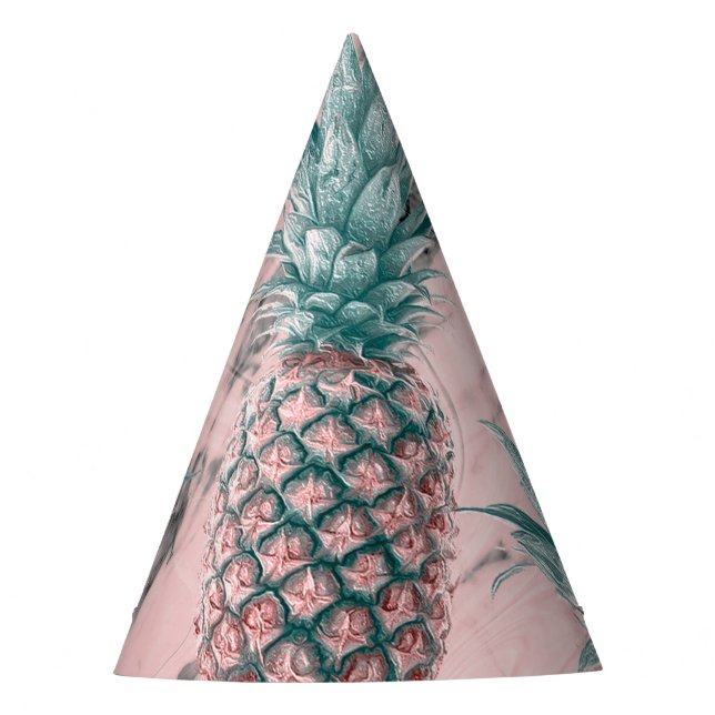 Chapeaux De Fètes Pineappa Pink Marble Swirl moderne Tropical Party (Devant)