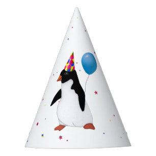 Chapeaux De Fètes Pingouin Avec Ballons Bleus