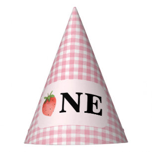 Chapeaux De Fètes Pink En vichy Berry Sweet 1er anniversaire Casquet