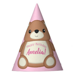 Chapeaux De Fètes Pink Teddy Bear Bébé fête d'anniversaire