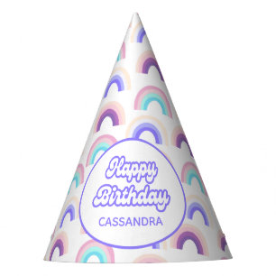 Chapeaux De Fètes Pink violet pastel Aquarelle Rainbow Party Casquet